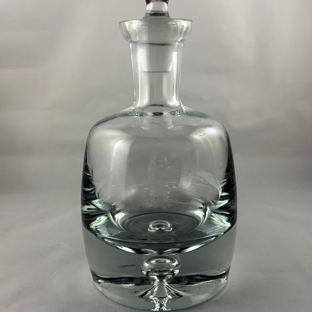 Large Vintage Decanter w/ Stopper – Thick Rounded Glass, Unique Bubble Design